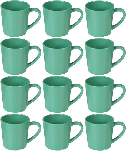 7 oz Mug/Cup Melamine Set of 12- Dishwasher Safe Break-Resistant Coffee Cup Set Reusable Plastic Cup for Latte Cappuccino Cocoa Hot Tea Mocha Home Cafe Restaurants