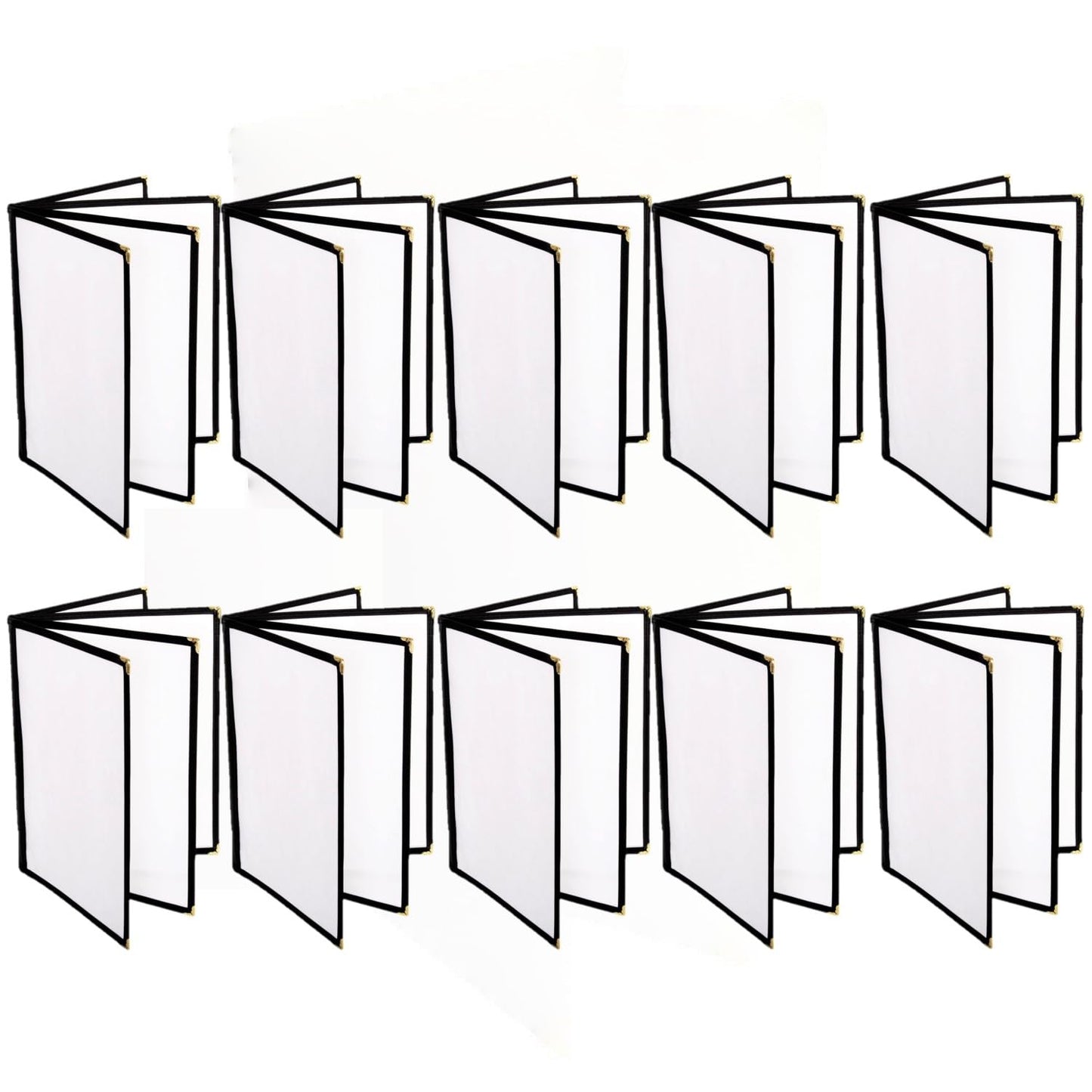 8-1/2” x 11” Four Page Book Fold Restaurant Menu Covers 4 Page 8 View Set of 10 - Crystal Clear Menu Covers Sleeve Menu Folder Menu Book Holders for Bar Cafe Restaurant