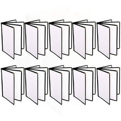 8-1/2” x 11” Four Page Book Fold Restaurant Menu Covers 4 Page 8 View Set of 10 - Crystal Clear Menu Covers Sleeve Menu Folder Menu Book Holders for Bar Cafe Restaurant