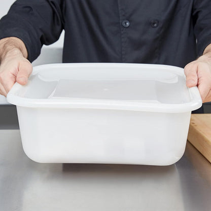 14-1/2" x 12-1/2" x 5-1/2" White Utility Kitchen Bus Box/Tub/Bin with Handles- Heavy Duty Plastic Restaurant Tub/Dish Washing Box for Kitchen Organization/Storage