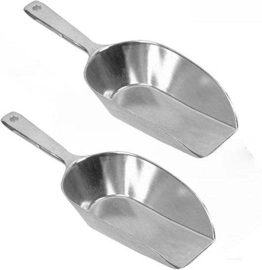 Aluminum Flat Bottom Scoop Set of 2 - Flat Bottom Aluminum for Bar Ice Flour Utility Scoop Kitchen Ice Scooper for Ice Maker Popcorn Scoop Food Scoops for Bar Party Wedding