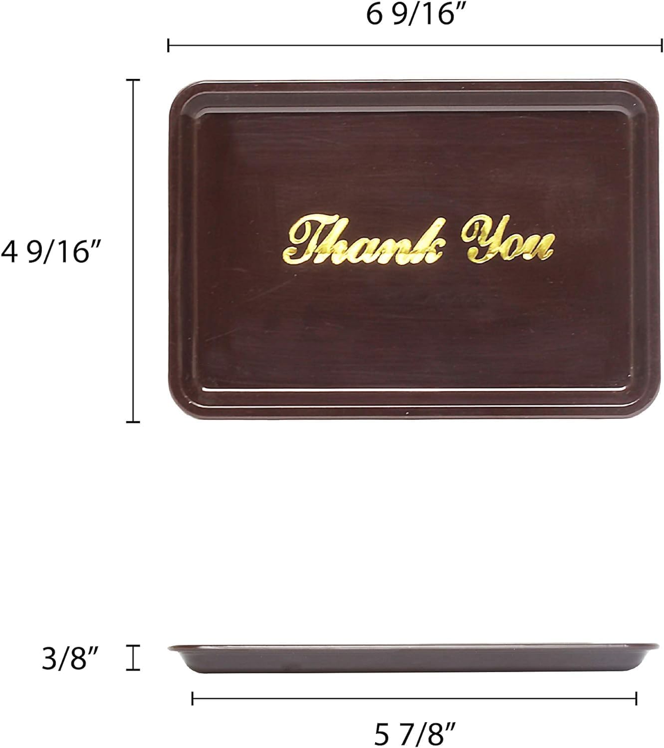 4 1/2" x 6 1/2" Plastic Tip Tray with Gold Thank You Imprint Color Set of 12 -Check Presenters for Restaurants Check Tip Trays Check Holders for Restaurants Bars Hotels