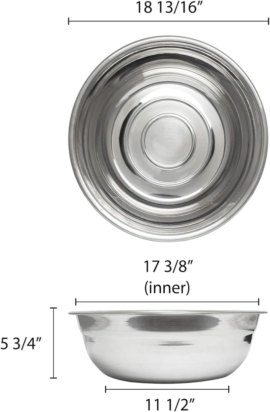 Polar Basin Stainless Steel bowl Heavy Duty Dent-Resistant with Contoured neck - Mixing Bowl Prep Bowl Metal Bowl Great for Prepping Cooking Baking Meal Prep Bowl