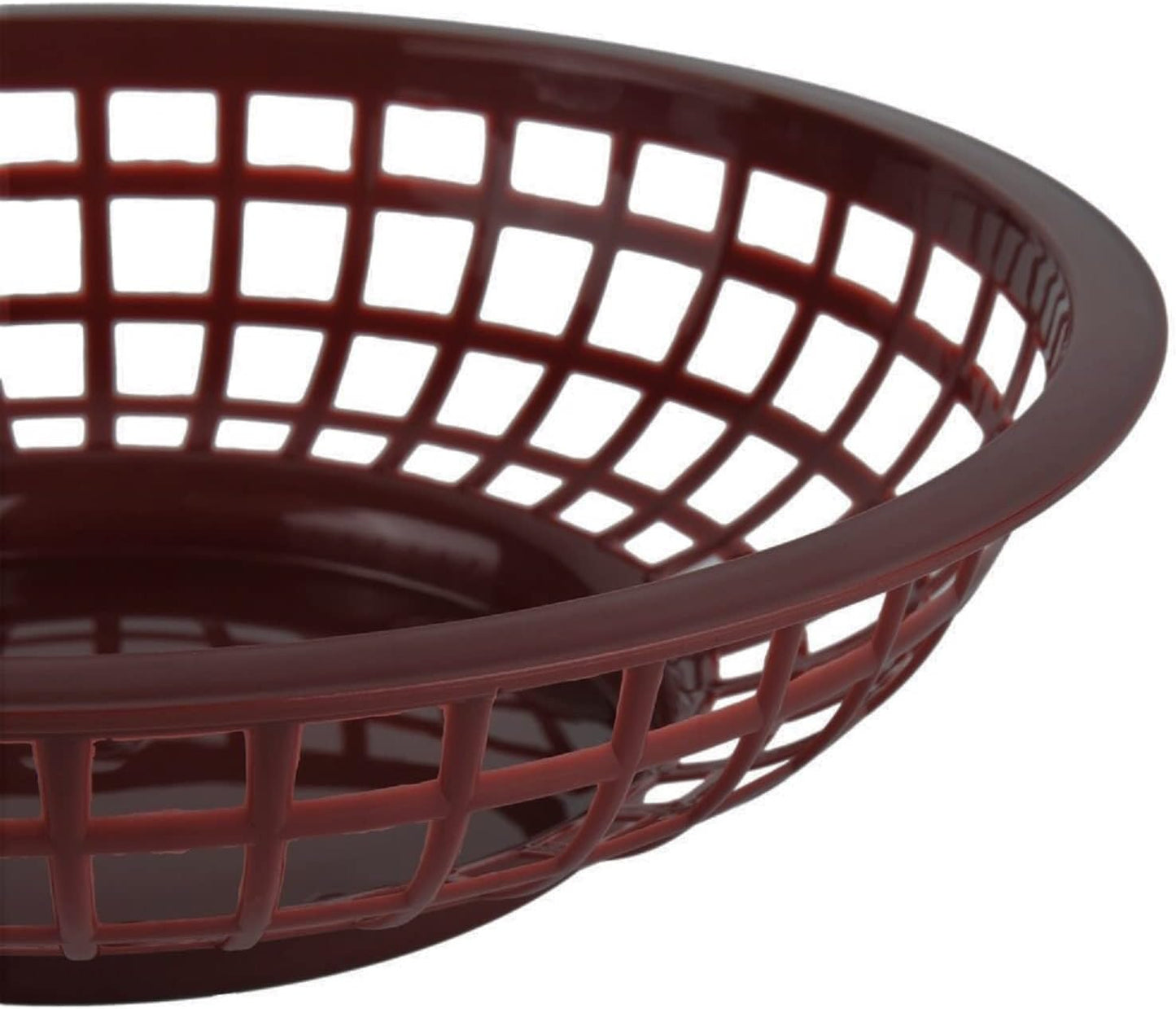 8" Round Fast Food Basket Plastic Set of 12- Fry Fast Food Reusable Foodservice Restaurant Diner Tray Plates Restaurant Supplies Deli Serving Chicken Burgers Sandwiches & Fries