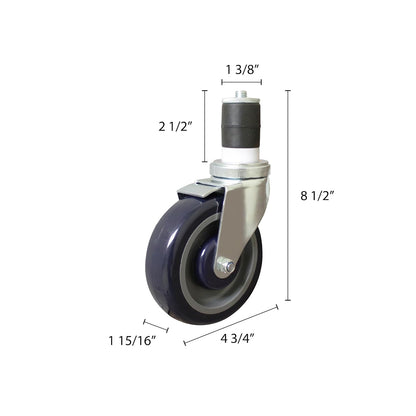 5” Work Table Caster Polypropylene Wheel- Caster for Food Prep and Work Table