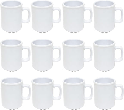 8 oz Mug Melamine Set of 12- Dishwasher Safe Break-Resistant Coffee Cup Set Reusable Plastic Cup for Latte Cappuccino Cocoa Hot Tea Mocha Home Cafe Restaurants