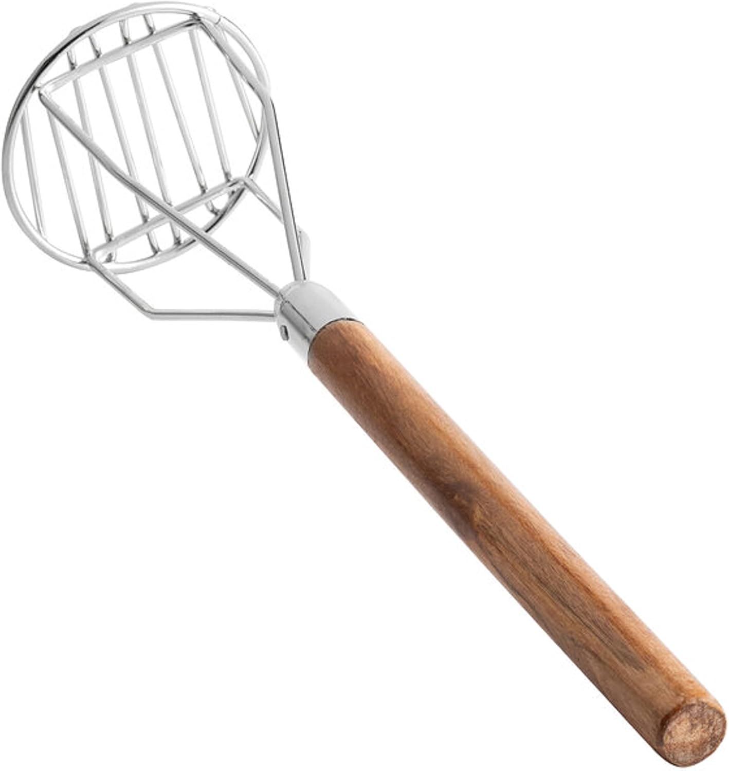 Round Potato Masher Iron Plated with Wooden Handle-Professional Integrated Masher Kitchen Tool & Food Masher/Potato Smasher Perfect for Bean Vegetable Fruits Avocado and Meat