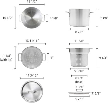 Aluminum Pasta Cooker 3 Piece Set - Multipurpose Pasta Pot with Strainer Lid Pasta Pot Cookware for Spaghetti Vegetable Blanching Home Kitchen Restaurant