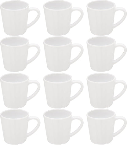 7 oz Mug/Cup Melamine Set of 12- Dishwasher Safe Break-Resistant Coffee Cup Set Reusable Plastic Cup for Latte Cappuccino Cocoa Hot Tea Mocha Home Cafe Restaurants