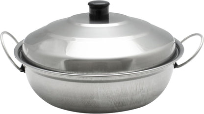 Stainless Steel Round Wok Chafer Body with Lid- Round Chafing Dish Chaffing Servers with Cover Food Warmer for Home Restaurant Parties Buffets