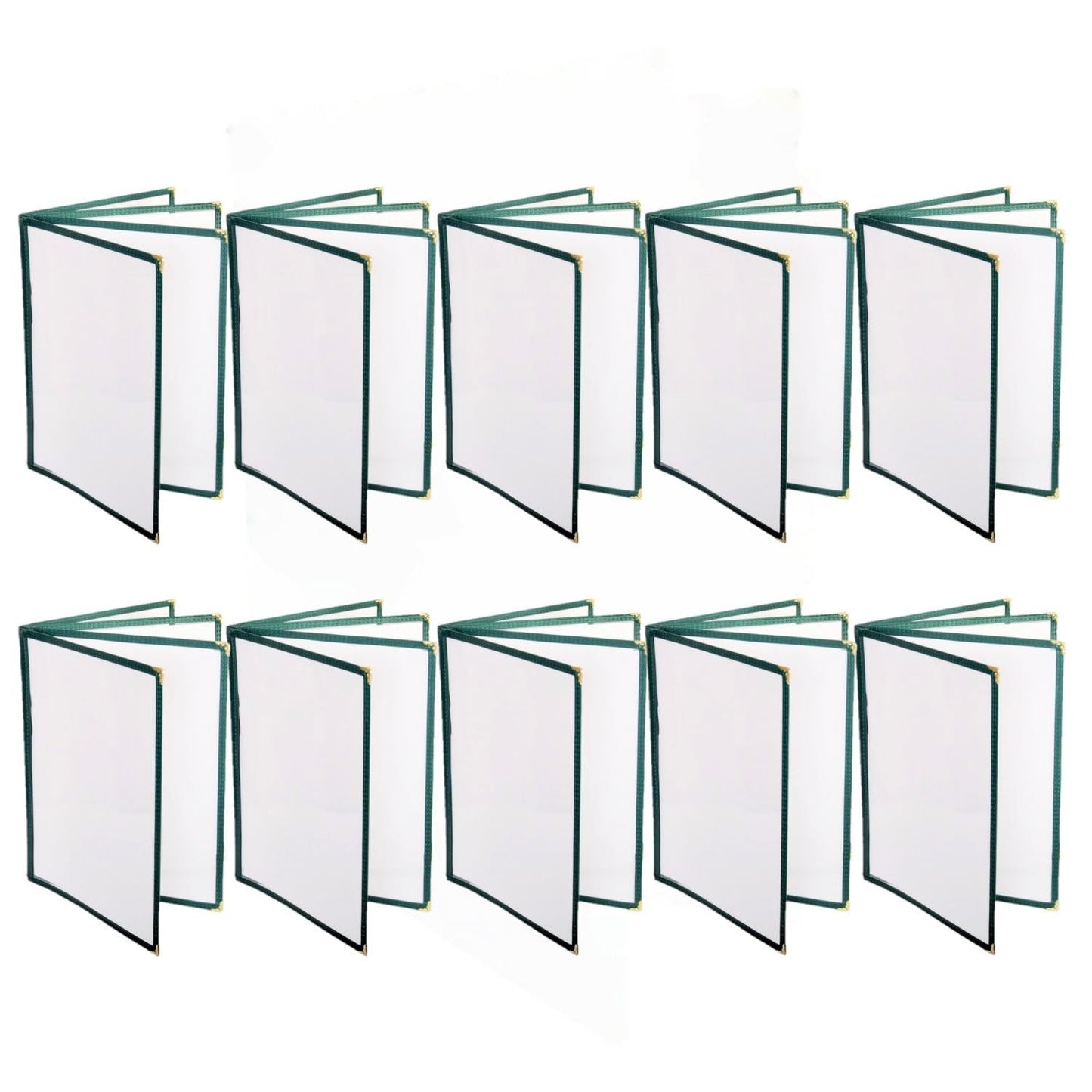 8-1/2” x 11” Four Page Book Fold Restaurant Menu Covers 4 Page 8 View Set of 10 - Crystal Clear Menu Covers Sleeve Menu Folder Menu Book Holders for Bar Cafe Restaurant