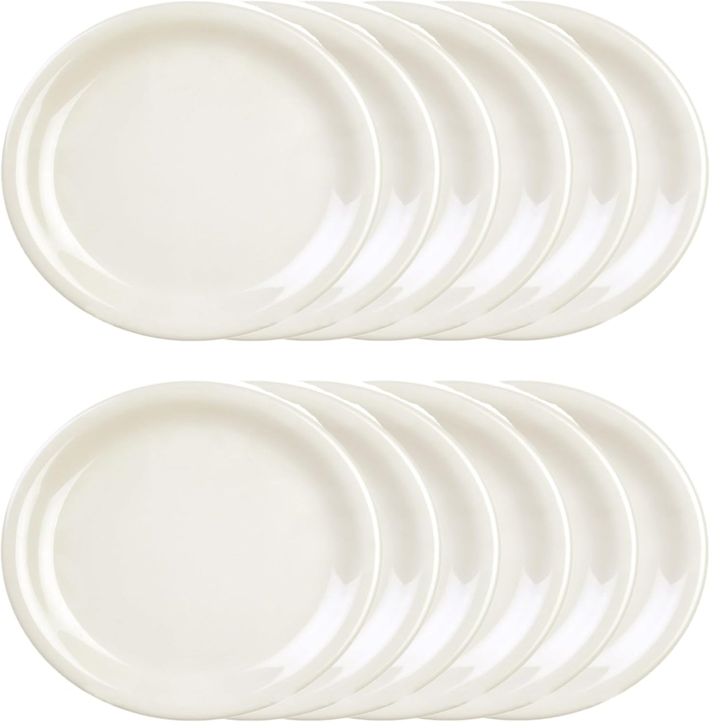 Round Dinner Plates Narrow Rim  Melamine Set of 12- Dishwasher Safe Break-Resistant Reusable Plates Kitchen Plates Dinnerware Dishes for Home Kitchen