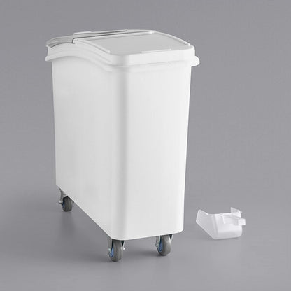 (40 Cups) Shelf Ingredient Bin White with Clear Flip Top Lid & Measuring Scoop- Stackable Plastic Kitchen Pantry Storage Bin for Dry Food Flour Sugar Kitchen Restaurant