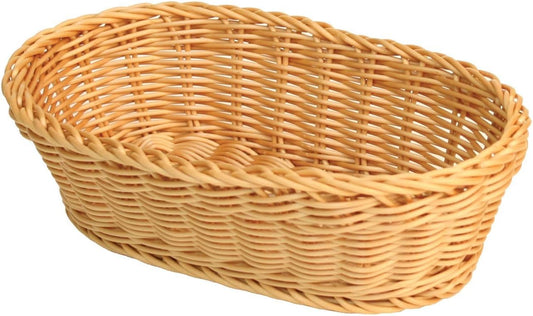 11" x 7" x 3-1/2" Plastic Oval Hand-Woven Bread Basket- Woven Food Serving Basket for Fruit Bread Serving Basket Decorative Basket Perfect for Cafe Home and Restaurants