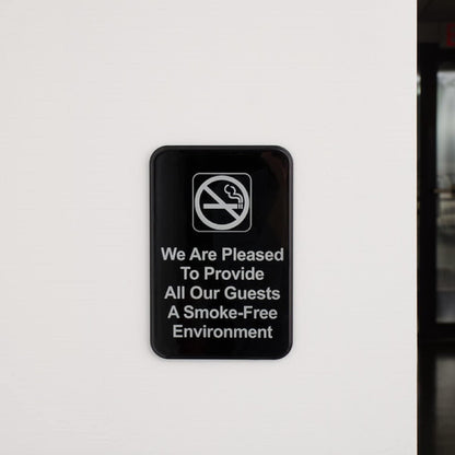 6" x 9" Smoke-Free Environment Signs with Easy Peel Self-Adhesive Set of 2- Waterproof Self Adhesive Store Signs Indoor/Outdoor Warning Marker Home Business Use