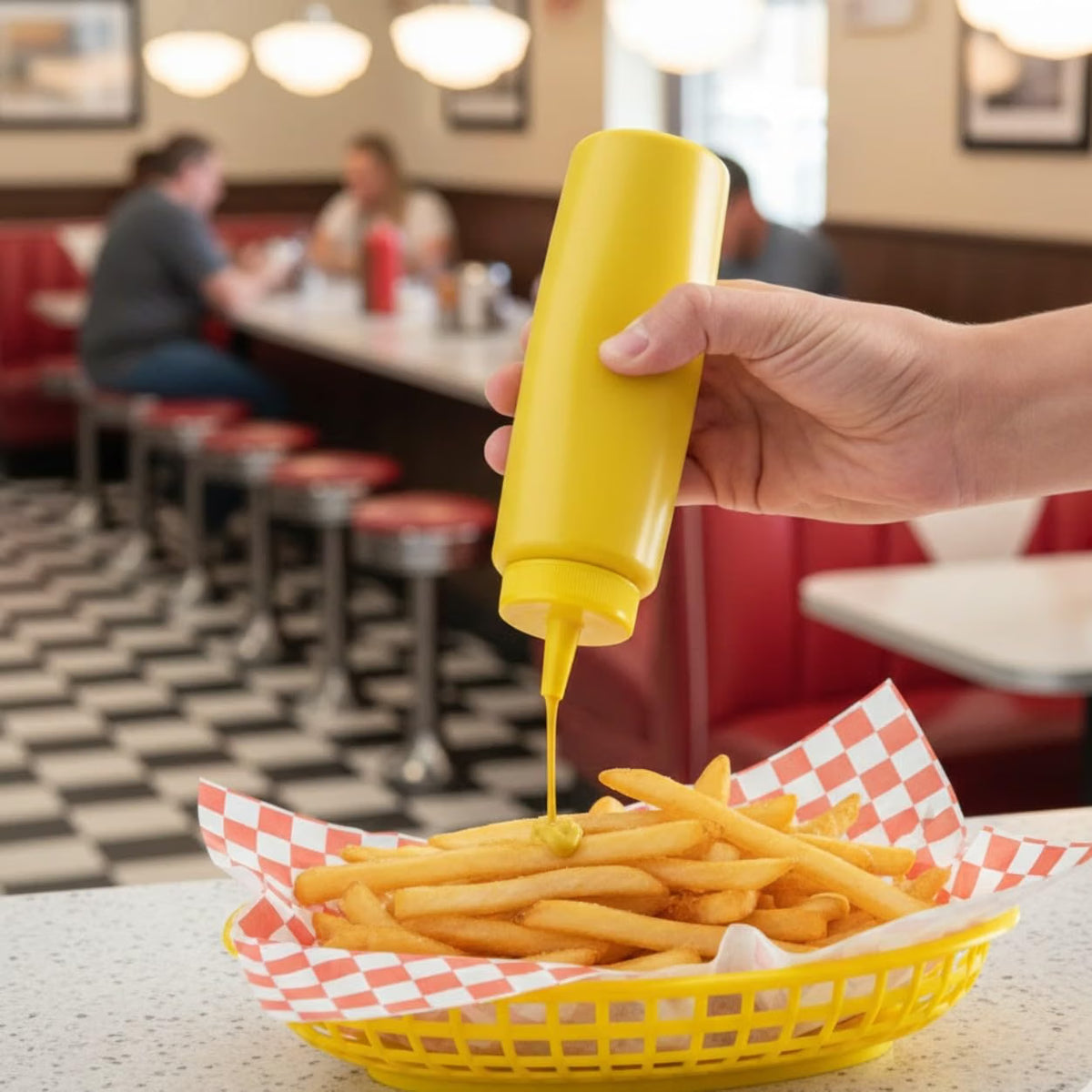 Set of 12 Squeeze Condiment Dispensing Bottles 8 oz - Plastic Squeeze Bottle For Sauces Spreads Ketchup Mustard Mayo Hot sauces and Olive oil