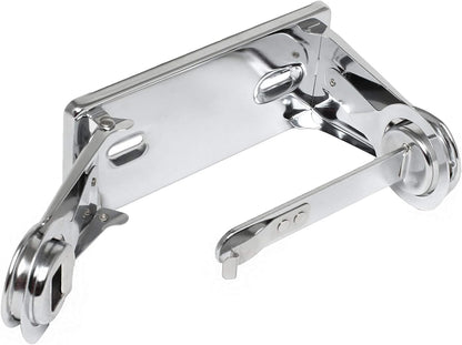 Single Roll Locking Toilet Tissue Dispenser fits 4" Diameter Toilet Paper Roll Chrome Plated- Bathroom Toilet Paper Holder for Bathroom Kitchen Washroom
