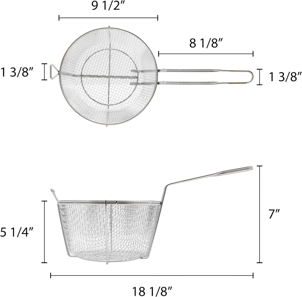 Round Fry Basket Heavy Duty Nickel Plated Iron - Deep Fry Basket Frying Multifunctional Fryer Round Food Strainer for Restaurant Kitchen Frying Chips Fish Sausages