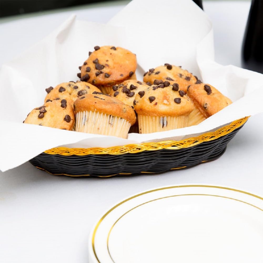Hand-Woven Bread Basket - Restaurant Woven Food Serving Basket for Fruit Bread Serving Basket Decorative Basket Perfect for Cafe Home and Restaurants
