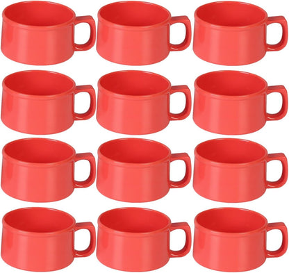 10 oz Soup Mug Melamine Set of 12- Dishwasher Safe Break-Resistant Coffee Cup Set Reusable Plastic Mug for Soups Latte Cappuccino Cocoa Hot Tea Home Cafe Restaurants