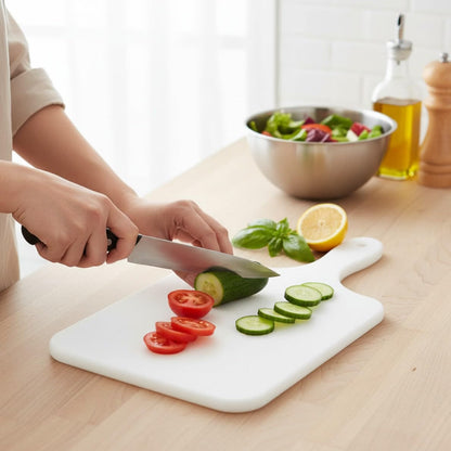 13-7/8" x 6-7/8" x 3/8" Utility Paddle Cutting Board White Plastic- Non-Skid Thick Plastic Chopping Board Cutting Boards for Meat Vegetables Dishwasher Safe Home Kitchen Restaurants