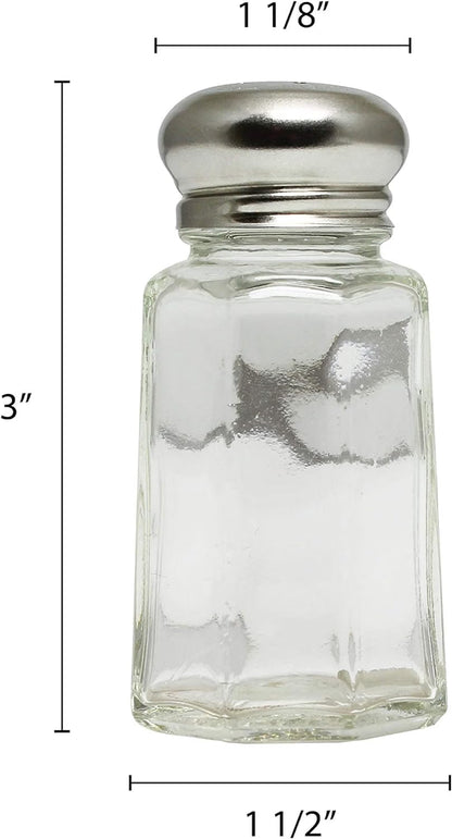 Paneled Spices Glass Shaker with Stainless Steel Cap Set of 12- Paneled design Spice Shakers Salt Pepper Shakers Spice Jars Table Accessories Counter for Kitchen Restaurants