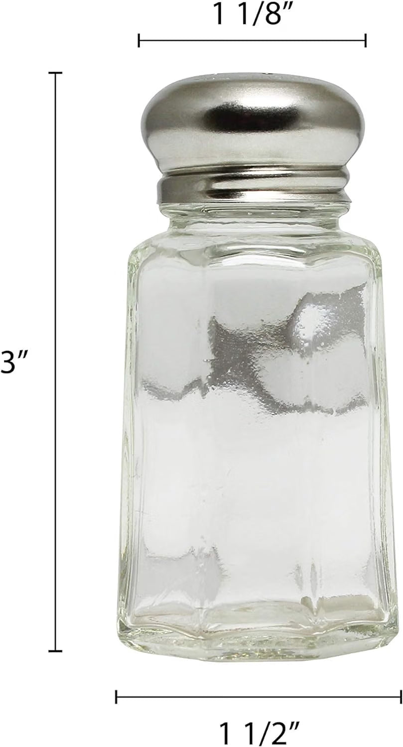 Paneled Spices Glass Shaker with Stainless Steel Cap Set of 12- Paneled design Spice Shakers Salt Pepper Shakers Spice Jars Table Accessories Counter for Kitchen Restaurants