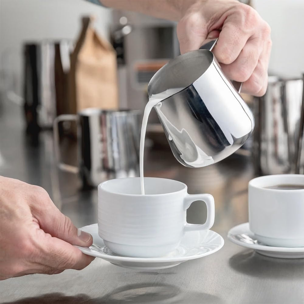 Stainless Steel Frothing Milk Pitcher- Espresso Steaming Pitcher Coffee Bar Espresso Machine Accessories Cappuccino Barista Tool Milk Jug Steamer Frother Cup