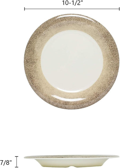 Jazz Round Dinner Plates Wide Rim Melamine Set of 12- Dishwasher Safe Break-Resistant Reusable Plates Kitchen Plates Dinnerware Dishes for Kitchen