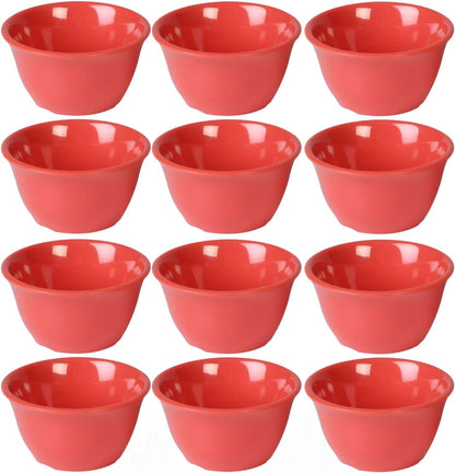 Bouillon Cup Color Melamine Set of 12- Dishwasher Safe Break-Resistant Reusable Bowls Serving Soup Bowl Broth Cups Soup Bowls Ice Cream Dipping Sauce
