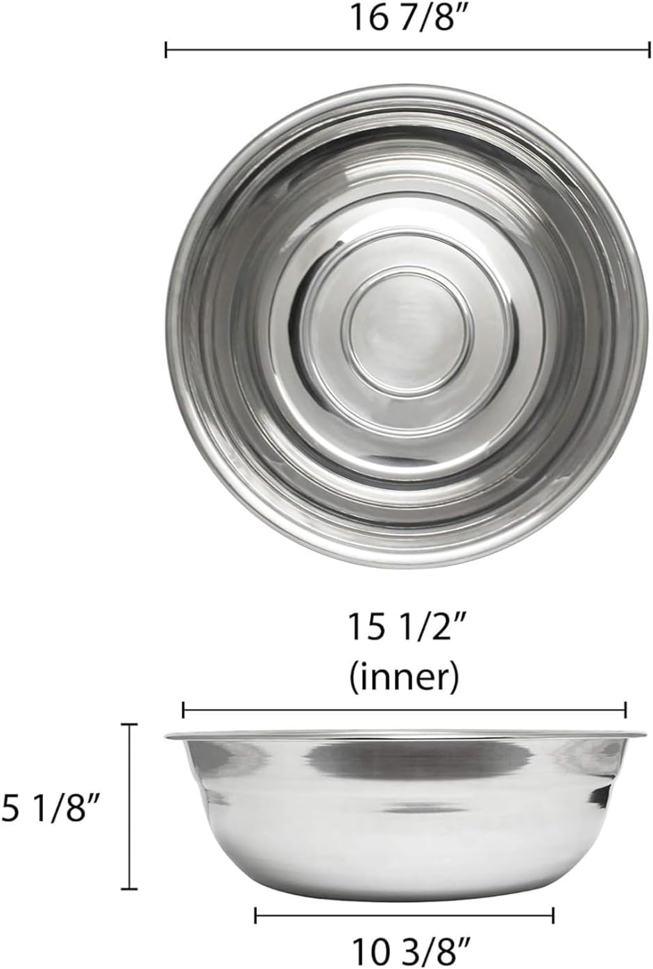Polar Basin Stainless Steel bowl Heavy Duty Dent-Resistant with Contoured neck - Mixing Bowl Prep Bowl Metal Bowl Great for Prepping Cooking Baking Meal Prep Bowl