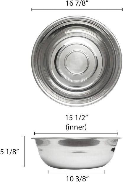 Polar Basin Stainless Steel bowl Heavy Duty Dent-Resistant with Contoured neck - Mixing Bowl Prep Bowl Metal Bowl Great for Prepping Cooking Baking Meal Prep Bowl