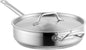 Stainless Steel Saute Pan with Lid and Welded Hollow Handle - Versatile Chef's Cooking and Egg Pan