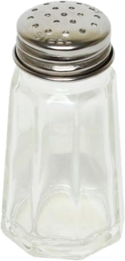 Paneled Spices Glass Shaker with Stainless Steel Cap Set of 12- Paneled design Spice Shakers Salt Pepper Shakers Spice Jars Table Accessories Counter for Kitchen Restaurants