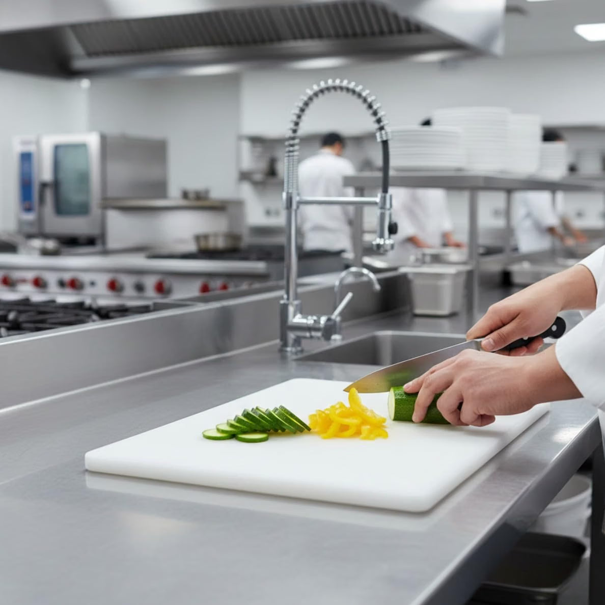 Utility Cutting Board White Plastic with Handle- Non-Skid Plastic Chopping Board Cutting Board for Kitchen Meat Vegetables Fruits Home Restaurants Dishwasher Safe