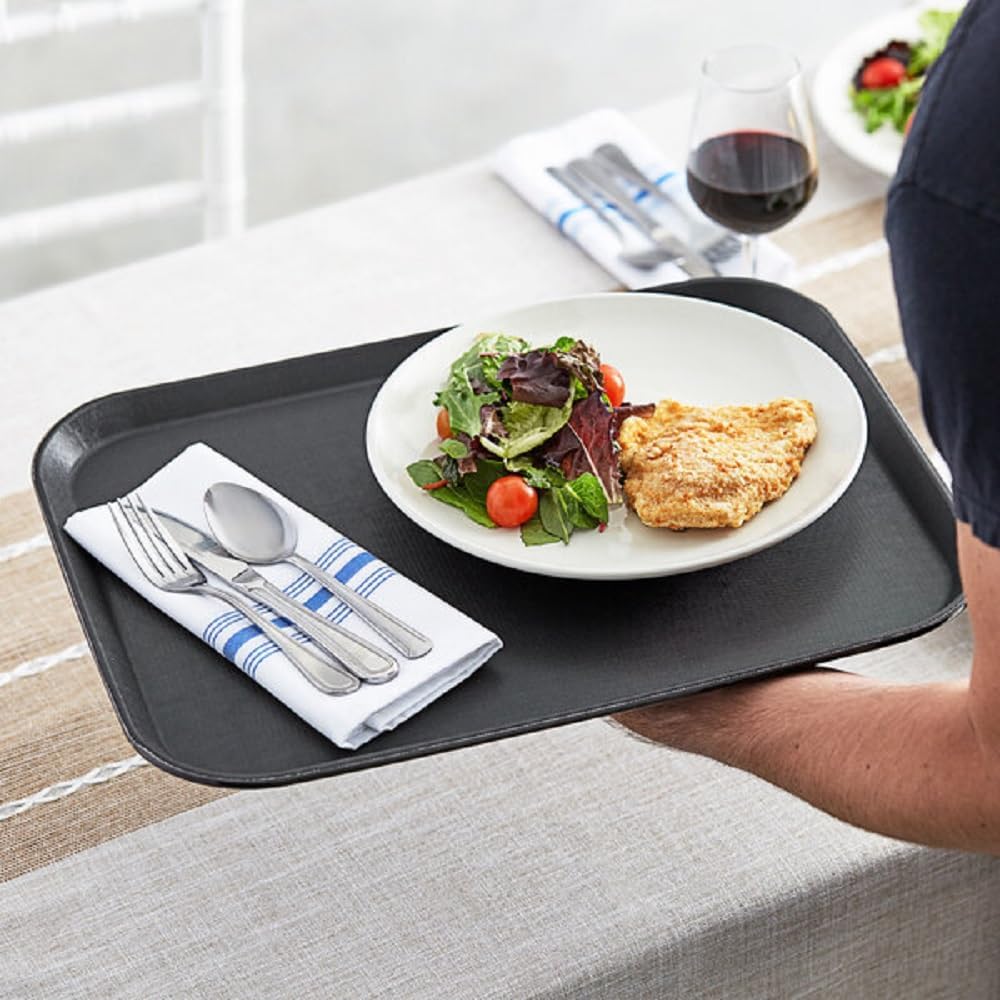14" x 18" Rectangular Service Tray Fiberglass Non Slip Surface Service Trays Restaurant Tray Plastic Food Meals Server Tray for Home Kitchen Restaurant Cafeteria Bar Hotel