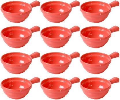 10 oz Soup Bowls with Handle Melamine Set of 12- Dishwasher Safe Break-Resistant Reusable Bowls Serving Soup Bowl Broth Cups Soup Bowls Ice Cream Dipping Sauce