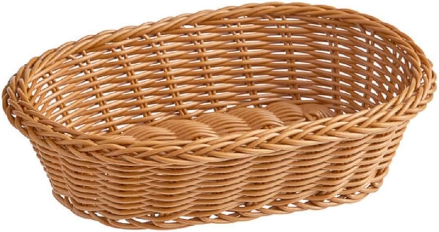 11" x 7" x 3-1/2" Plastic Oval Hand-Woven Bread Basket- Woven Food Serving Basket for Fruit Bread Serving Basket Decorative Basket Perfect for Cafe Home and Restaurants