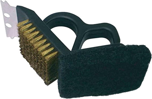 7" X 3 1/2" X 4 Heavy-Duty Bristle with Scrubbing Pad and Blade Polypropylene Body Steel Bristle Metal Blade and Pad- Grill Cleaning Brush BBQ Grill Accessories Safe Grill Cleaner