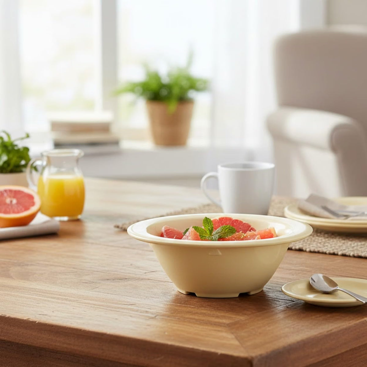 Grapefruit Bowl White Color Melamine Set of 12- Dishwasher Safe Break-Resistant Reusable Bowls Serving Bowl Soup Bowls Dessert Bowls for Fruits Salad Kitchen Restaurants