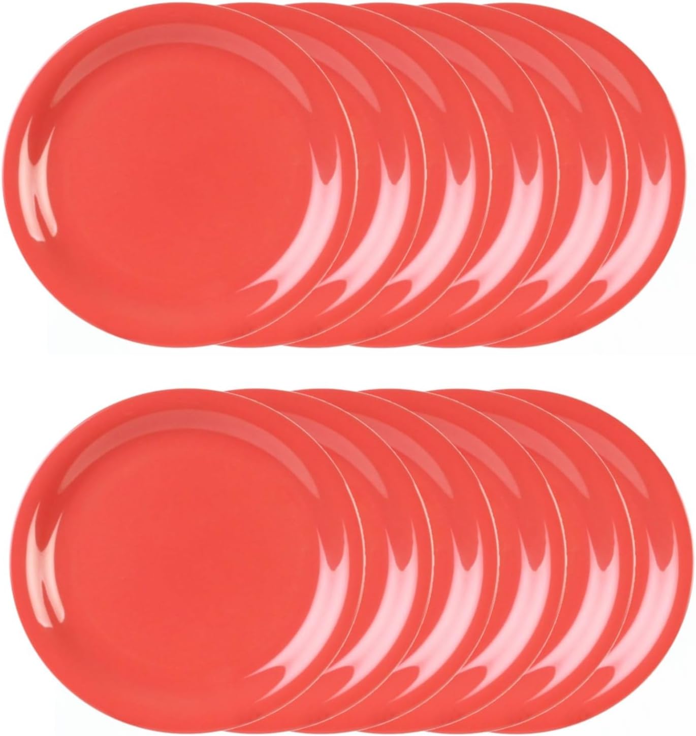 Round Dinner Plates Narrow Rim  Melamine Set of 12- Dishwasher Safe Break-Resistant Reusable Plates Kitchen Plates Dinnerware Dishes for Home Kitchen