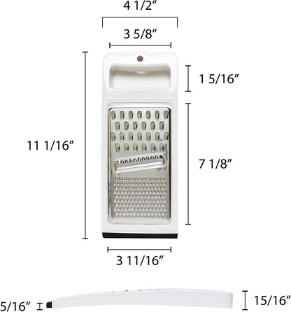 Stainless Steel Multi-Use Grater Slicer 4-5/8" x 11-1/8" x 1-1/8" with Polypropylene Frame- Cheese Shredder Lemon Zester Grater Food Grater Vegetable Ginger Potatoes Slicer for Kitchen
