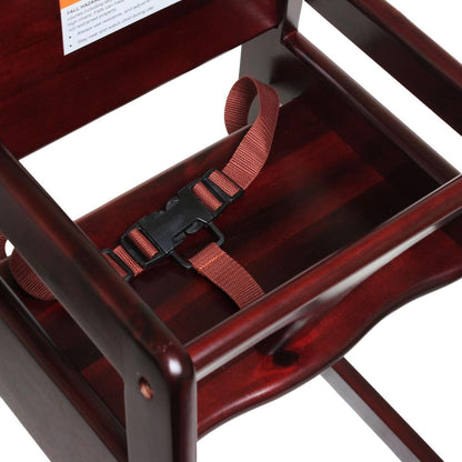 Wood Children High Chair with Safety Belt Wood Finished- Knock-Down Package Commercial Grade Children High Stool Dining Chair for Restaurant & Home Use