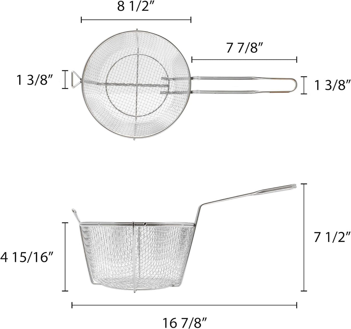 Round Fry Basket Heavy Duty Nickel Plated Iron - Deep Fry Basket Frying Multifunctional Fryer Round Food Strainer for Restaurant Kitchen Frying Chips Fish Sausages
