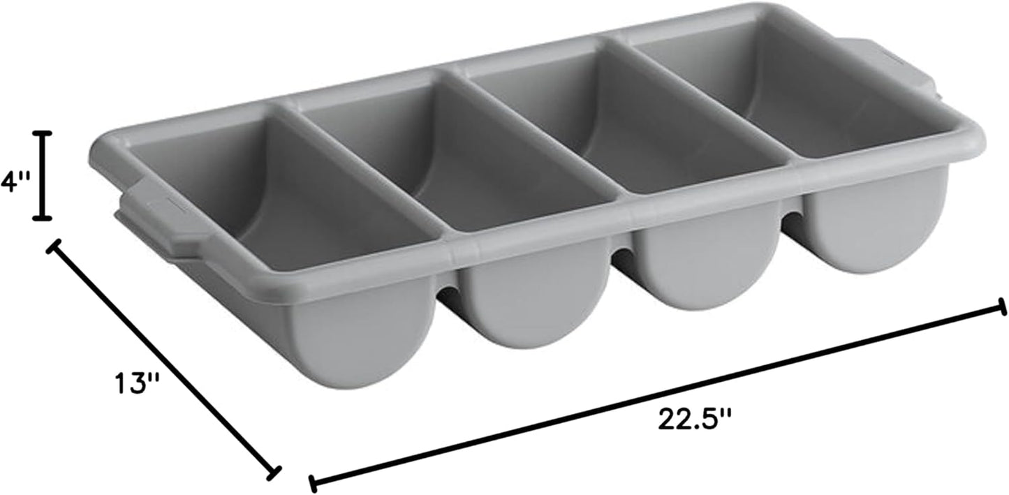 4 Compartments Silverware Organizer Cutlery Tray 22-1/2" x 13" x 4"- Plastic Utensils Drawer Holder Cutlery Holder for Kitchen Home and Restaurant Organization