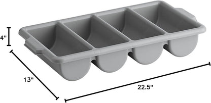 4 Compartments Silverware Organizer Cutlery Tray 22-1/2" x 13" x 4"- Plastic Utensils Drawer Holder Cutlery Holder for Kitchen Home and Restaurant Organization