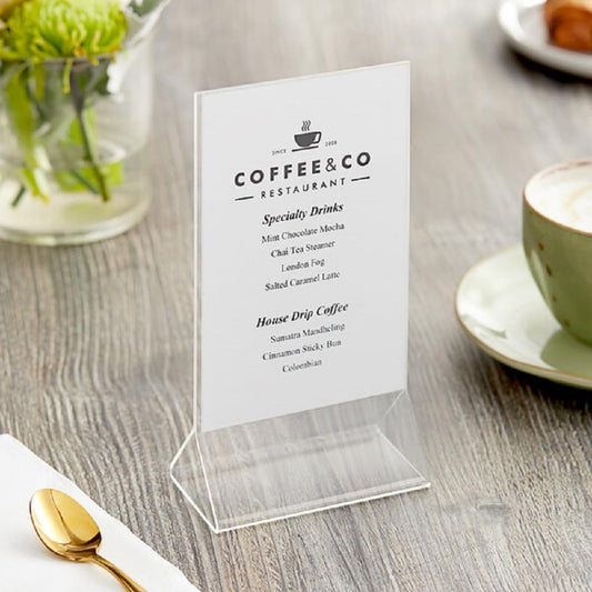 4” x 6” Acrylic Menu Sign Photo Table Holders Clear- Upright Table Desk Displays Double Sided Table Menu Stands Picture Frames for Wedding Table Numbers Restaurant Signs