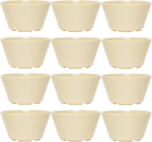 8 oz Bouillon Cup Melamine Set of 12- Dinnerware Soup Bowls Small Bowls for Side Dishes Dessert Soup Chili Dipping Sauce Dishwasher Safe Break-Resistant