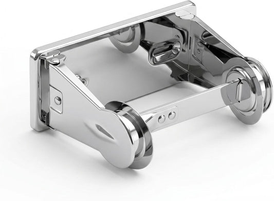 Single Roll Locking Toilet Tissue Dispenser fits 4" Diameter Toilet Paper Roll Chrome Plated- Bathroom Toilet Paper Holder for Bathroom Kitchen Washroom