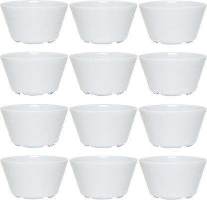 8 oz Bouillon Cup Melamine Set of 12- Dinnerware Soup Bowls Small Bowls for Side Dishes Dessert Soup Chili Dipping Sauce Dishwasher Safe Break-Resistant